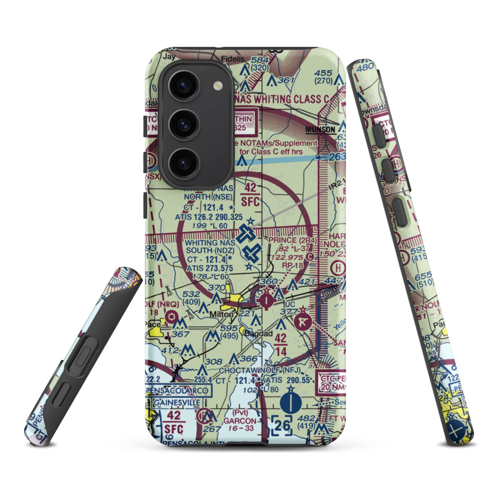 Whiting Field Naval Air Station South Airport (NDZ) VFR Sectional Samsung Phone Case Samsung Galaxy S23 Plus model shown