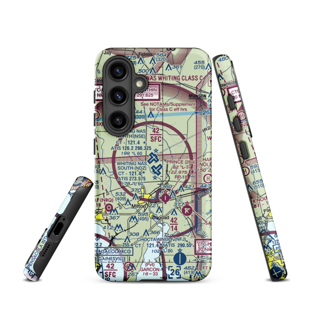 Whiting Field Naval Air Station South Airport (NDZ) VFR Sectional Samsung Phone Case Samsung Galaxy S24 model shown