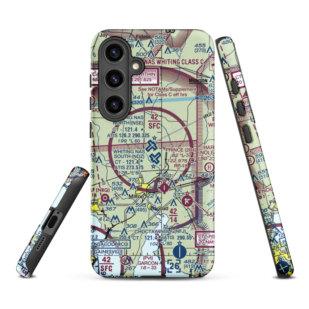 Whiting Field Naval Air Station South Airport (NDZ) VFR Sectional Samsung Phone Case Samsung Galaxy S24 Plus model shown