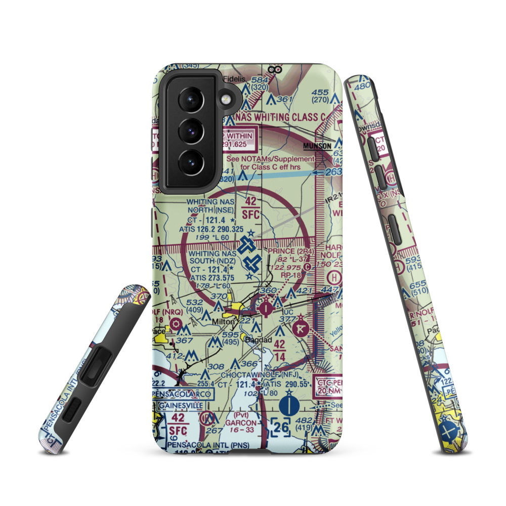 Whiting Field Naval Air Station South Airport (NDZ) VFR Sectional Samsung Phone Case Samsung Galaxy S21 model shown