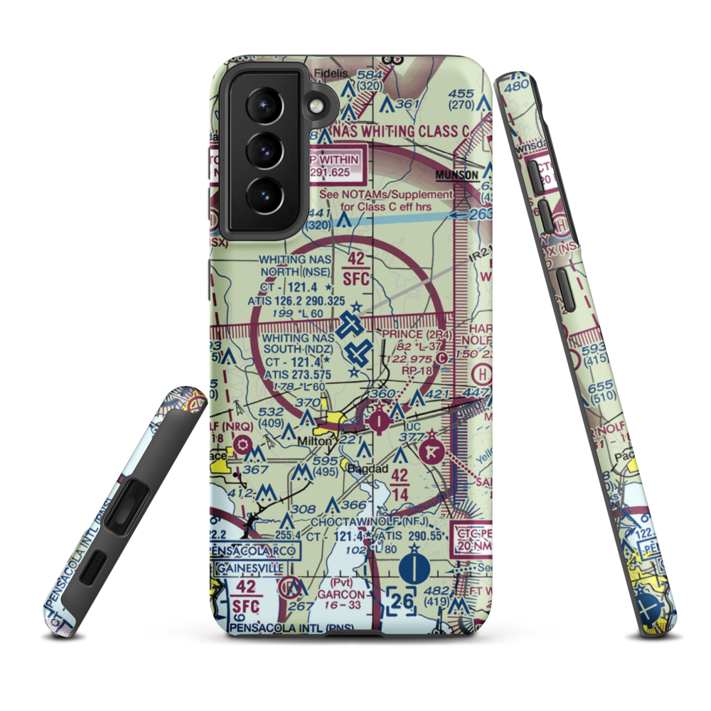 Whiting Field Naval Air Station South Airport (NDZ) VFR Sectional Samsung Phone Case Samsung Galaxy S21 Plus model shown