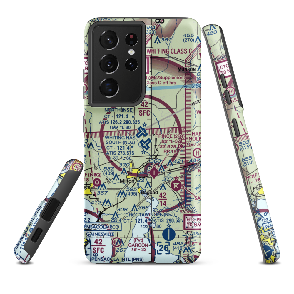 Whiting Field Naval Air Station South Airport (NDZ) VFR Sectional Samsung Phone Case Samsung Galaxy S21 Plus model shown