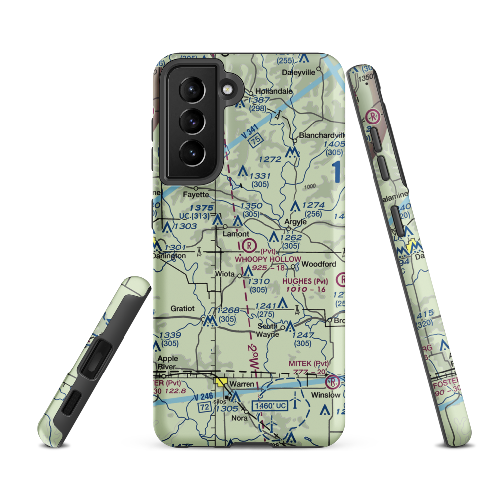 Whoopy Hollow Aerodrome (65WN) VFR Sectional Samsung Phone Case Samsung Galaxy S21 FE model shown