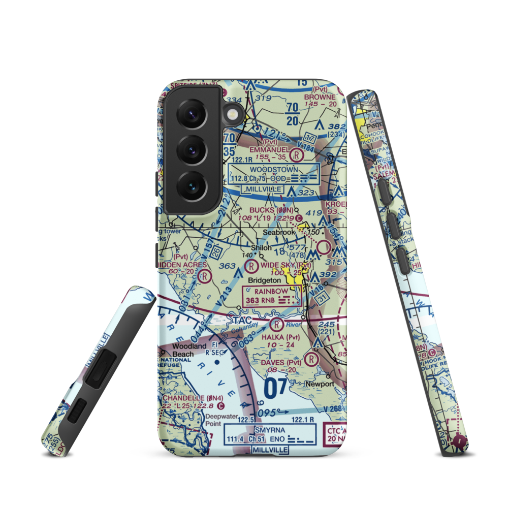 Wide Sky Airpark (JY31) VFR Sectional Samsung Phone Case Samsung Galaxy S22 model shown