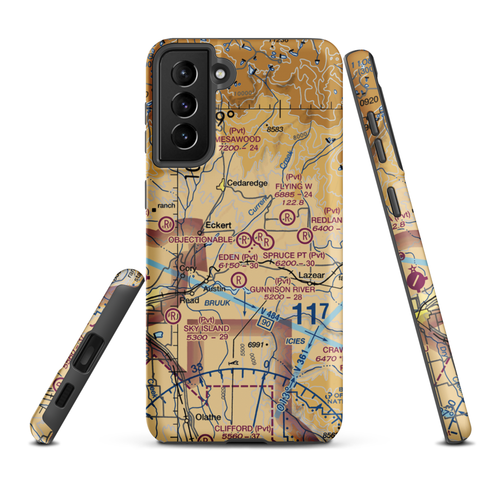 Widner Airport (8CO5) VFR Sectional Samsung Phone Case Samsung Galaxy S21 FE model shown
