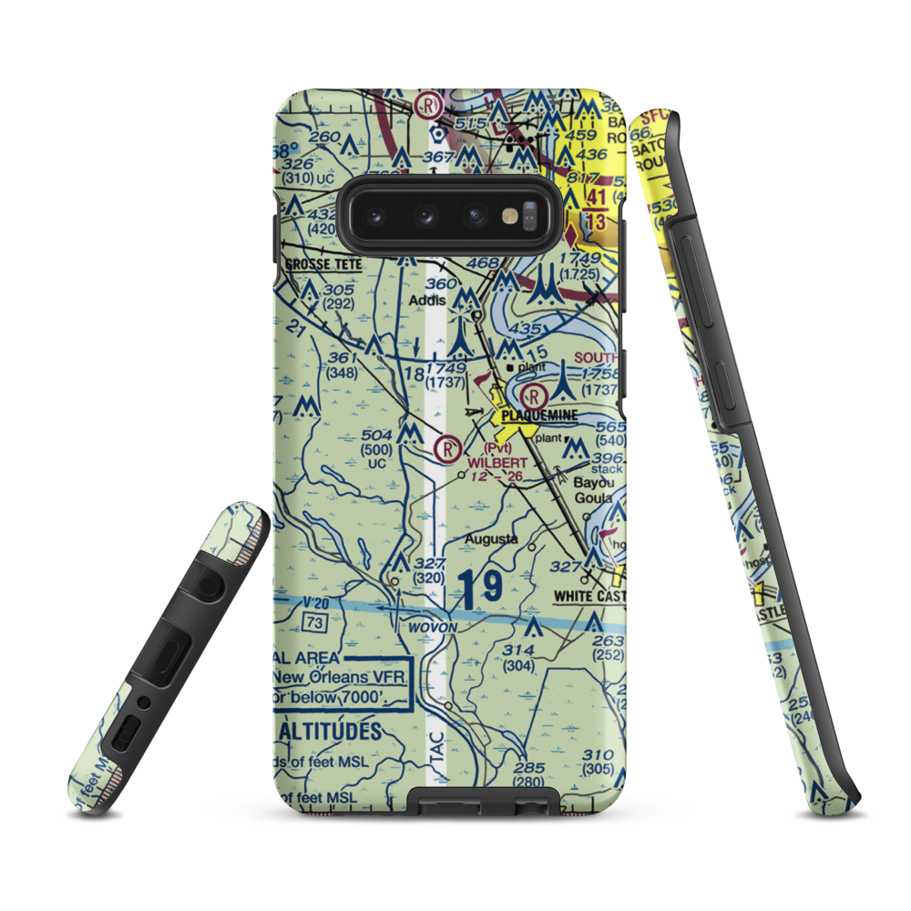 Wilbert Airport (LA15) VFR Sectional Samsung Phone Case Samsung Galaxy S10 Plus model shown
