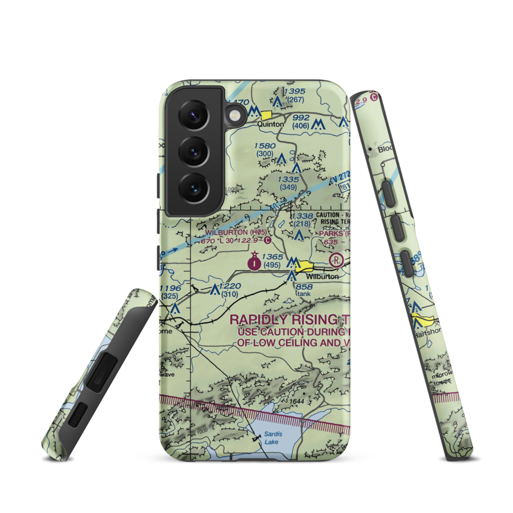 Wilburton Municipal Airport (H05) VFR Sectional Samsung Phone Case Samsung Galaxy S22 model shown