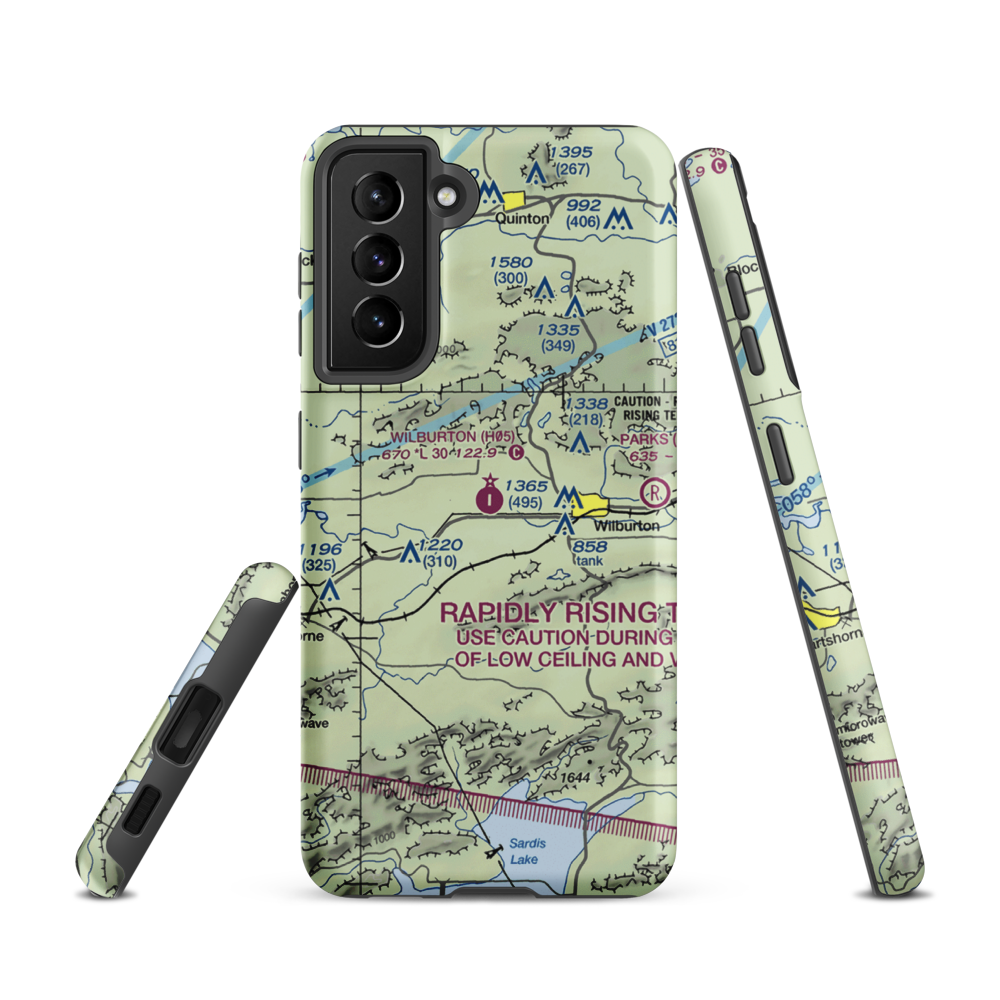Wilburton Municipal Airport (H05) VFR Sectional Samsung Phone Case Samsung Galaxy S21 model shown