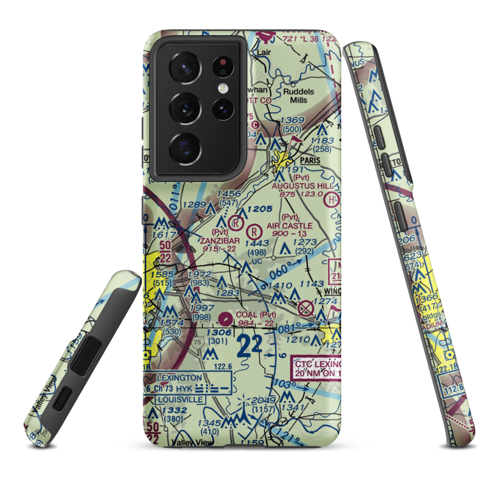 Wild Blue Airport (31KY) VFR Sectional Samsung Phone Case Samsung Galaxy S21 Ultra model shown
