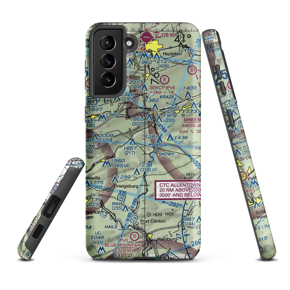 Wildcat Airport (52PA) VFR Sectional Samsung Phone Case Samsung Galaxy S21 Plus model shown