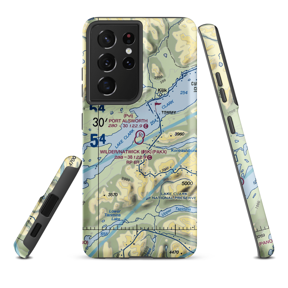 Wilder/Natwick LLC Airport (05K) VFR Sectional Samsung Phone Case Samsung Galaxy S21 Plus model shown
