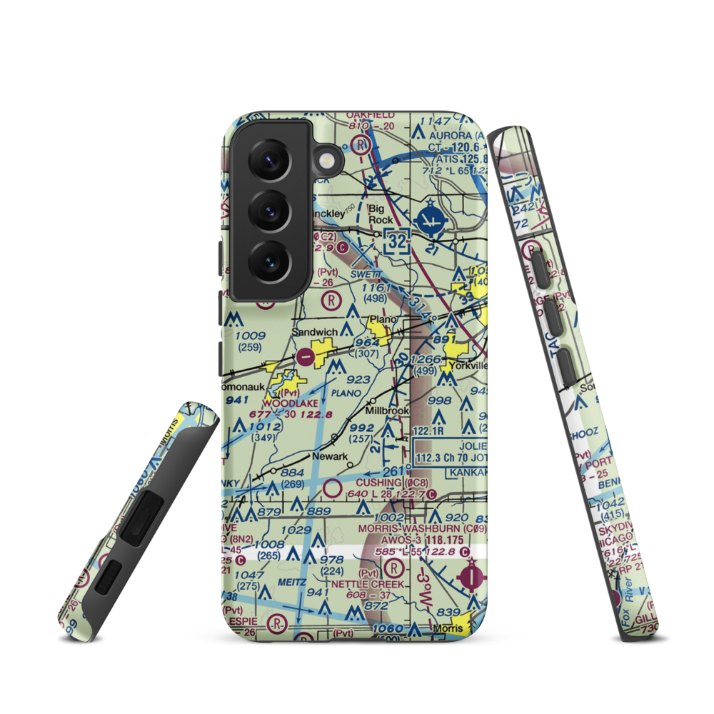 Wiley Updike Airport (72IS) VFR Sectional Samsung Phone Case Samsung Galaxy S22 model shown