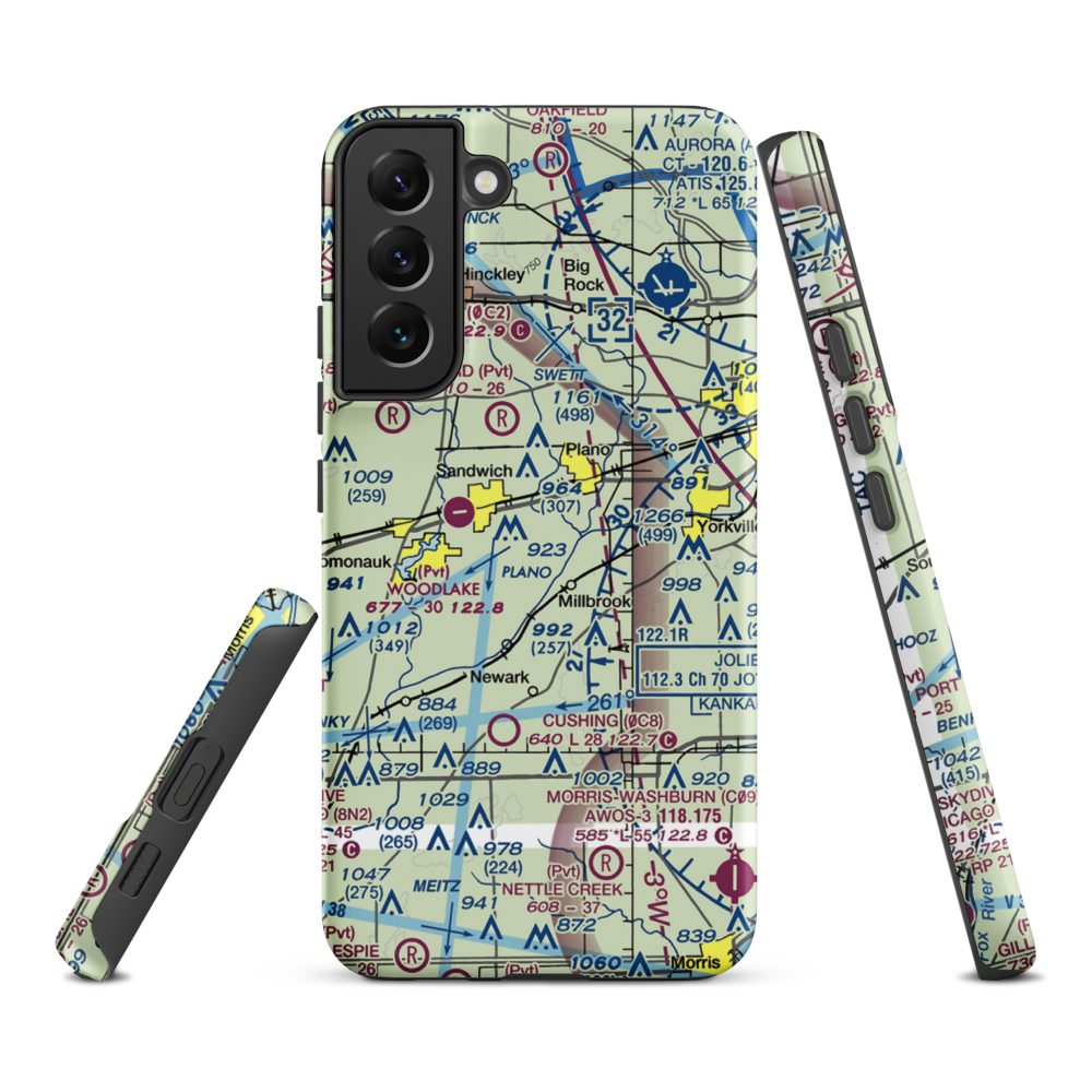 Wiley Updike Airport (72IS) VFR Sectional Samsung Phone Case Samsung Galaxy S22 Plus model shown