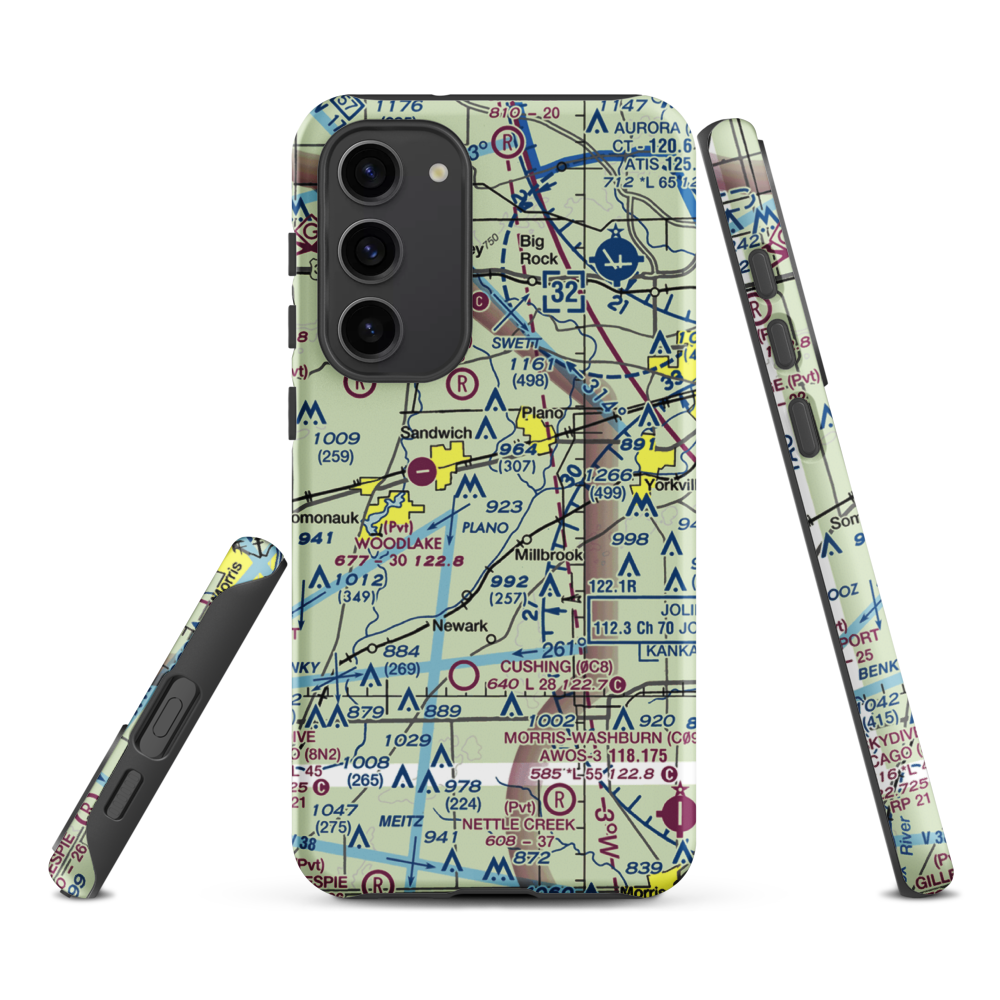 Wiley Updike Airport (72IS) VFR Sectional Samsung Phone Case Samsung Galaxy S23 Plus model shown