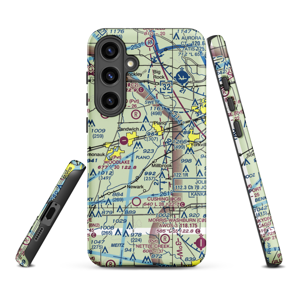 Wiley Updike Airport (72IS) VFR Sectional Samsung Phone Case Samsung Galaxy S24 Plus model shown