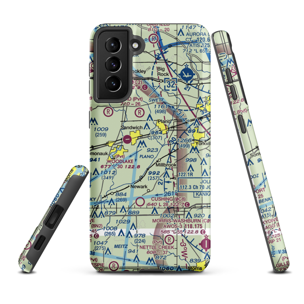 Wiley Updike Airport (72IS) VFR Sectional Samsung Phone Case Samsung Galaxy S21 Plus model shown