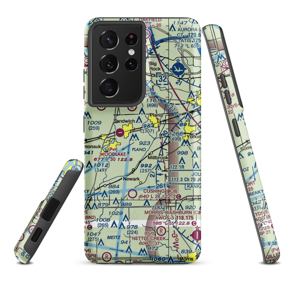Wiley Updike Airport (72IS) VFR Sectional Samsung Phone Case Samsung Galaxy S21 Plus model shown