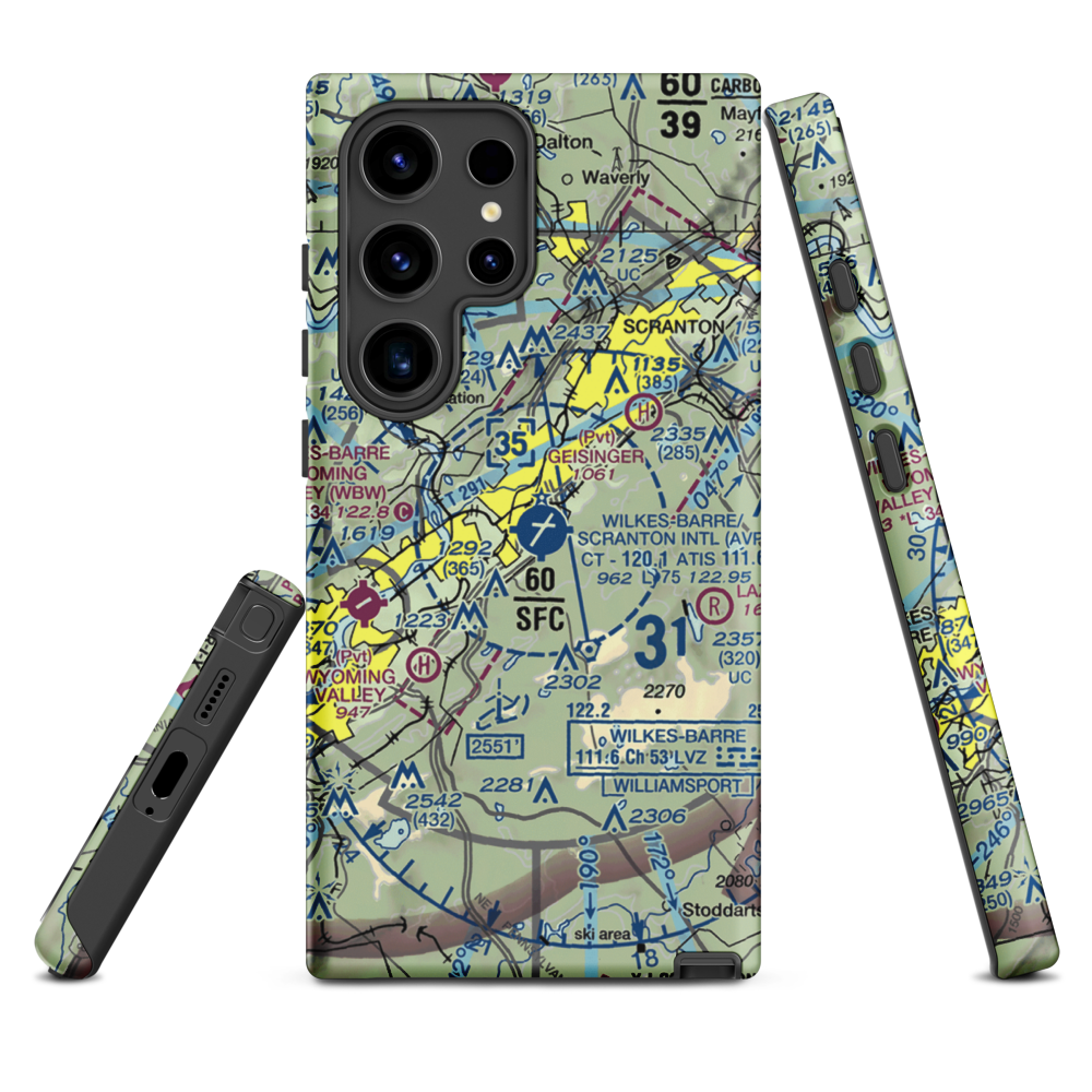 Wilkes Barre Scranton International Airport (AVP) VFR Sectional Samsung Phone Case Samsung Galaxy S24 Ultra model shown
