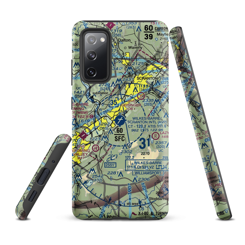 Wilkes Barre Scranton International Airport (AVP) VFR Sectional Samsung Phone Case Samsung Galaxy S20 FE model shown