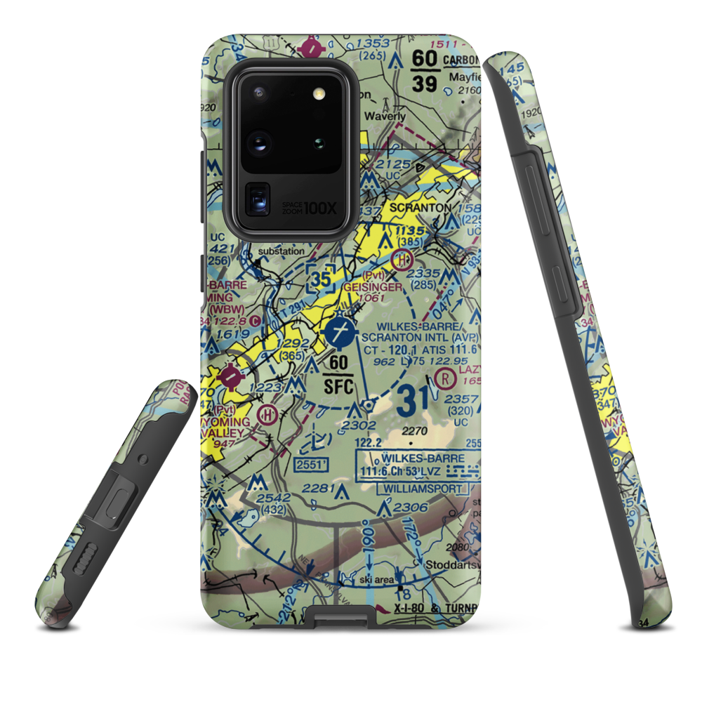 Wilkes Barre Scranton International Airport (AVP) VFR Sectional Samsung Phone Case Samsung Galaxy S20 Ultra model shown