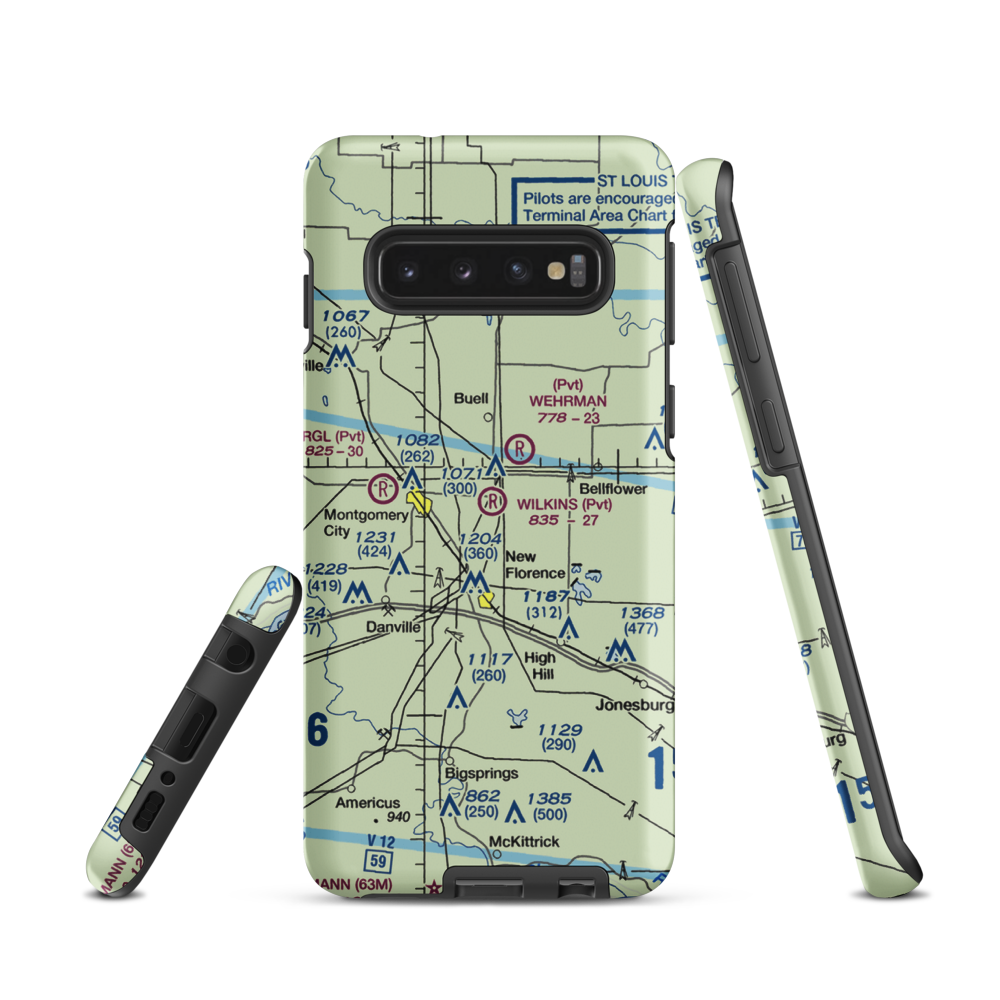 Wilkins Airport (MO43) VFR Sectional Samsung Phone Case Samsung Galaxy S10 model shown