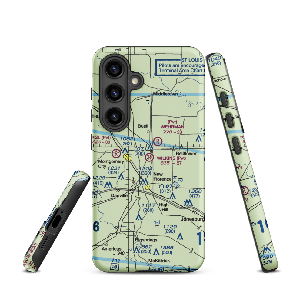 Wilkins Airport (MO43) VFR Sectional Samsung Phone Case Samsung Galaxy S24 model shown