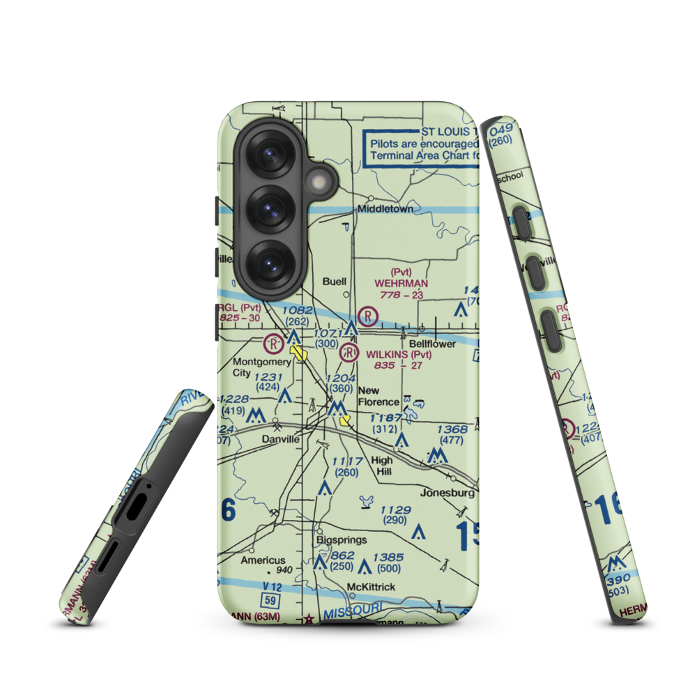 Wilkins Airport (MO43) VFR Sectional Samsung Phone Case Samsung Galaxy S25 model shown