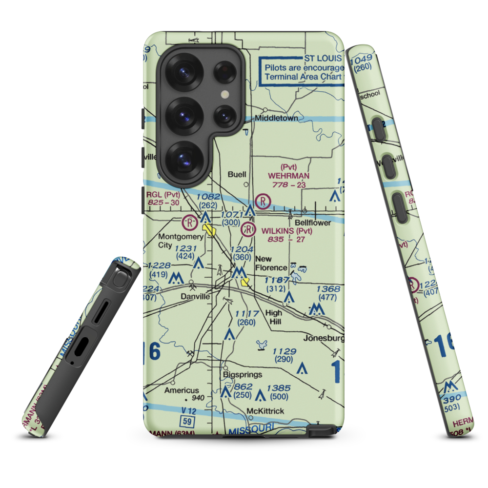 Wilkins Airport (MO43) VFR Sectional Samsung Phone Case Samsung Galaxy S25 Ultra model shown
