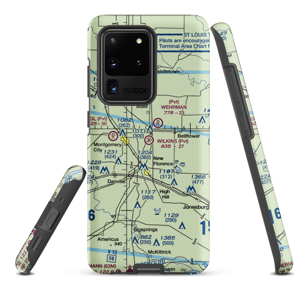 Wilkins Airport (MO43) VFR Sectional Samsung Phone Case Samsung Galaxy S20 Ultra model shown