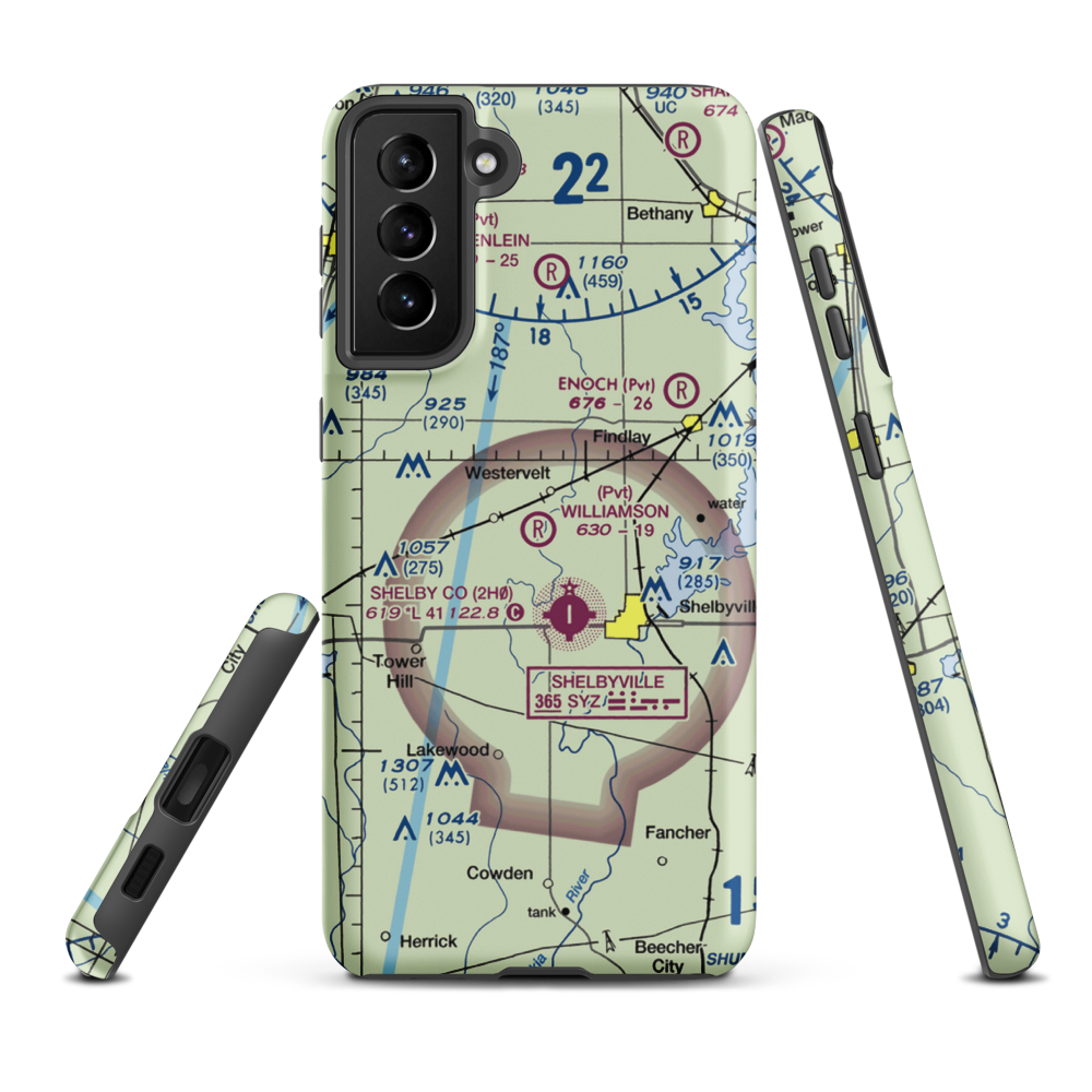 Williamson Airport (28LL) VFR Sectional Samsung Phone Case Samsung Galaxy S21 Plus model shown