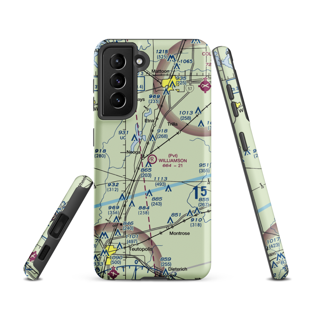 Williamson Airport (6LL0) VFR Sectional Samsung Phone Case Samsung Galaxy S21 model shown