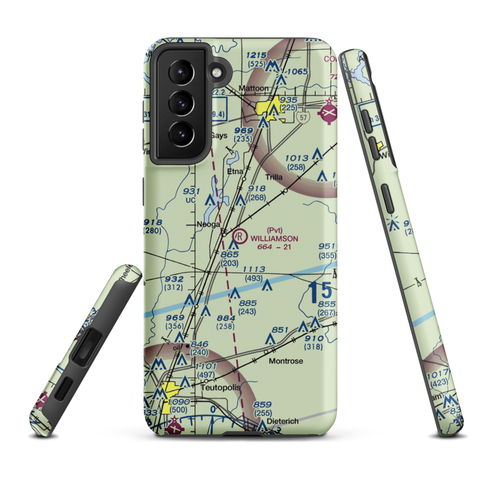 Williamson Airport (6LL0) VFR Sectional Samsung Phone Case Samsung Galaxy S21 Plus model shown