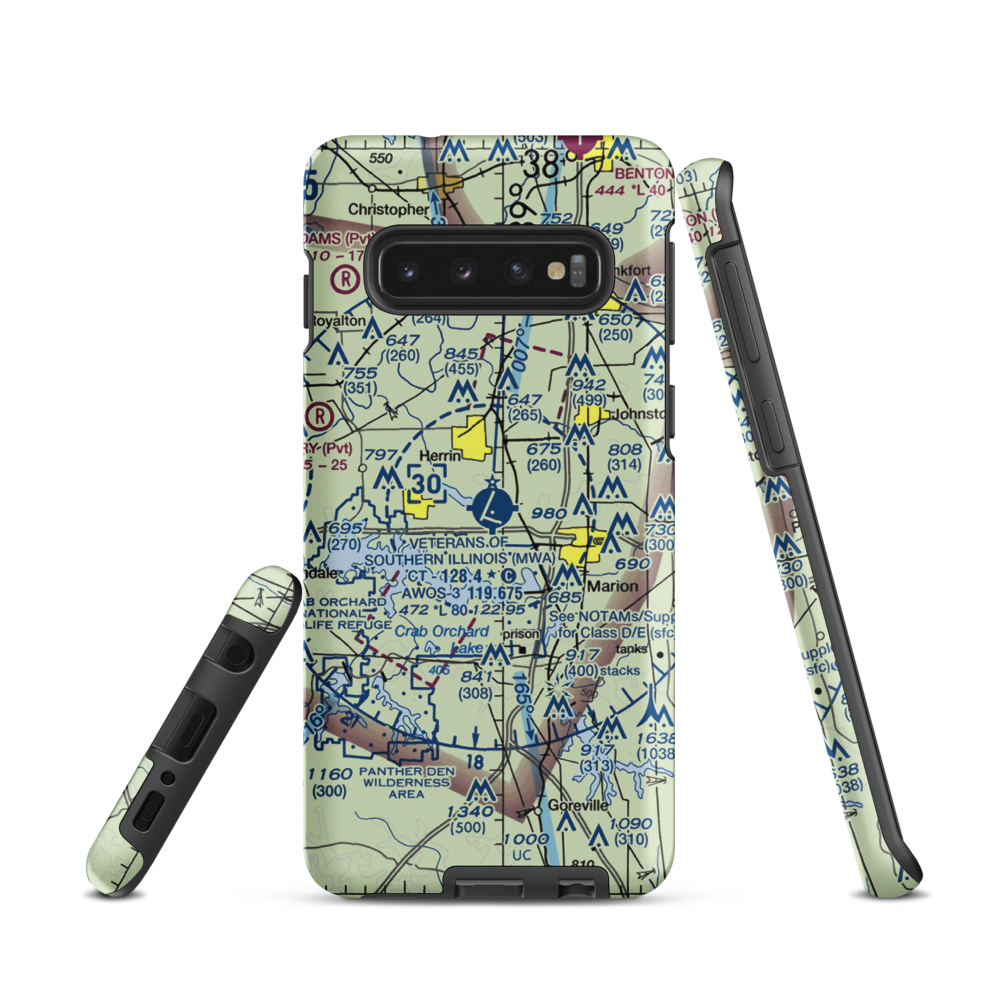 Williamson County Regional Airport (MWA) VFR Sectional Samsung Phone Case Samsung Galaxy S10 model shown