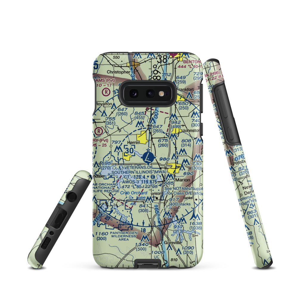Williamson County Regional Airport (MWA) VFR Sectional Samsung Phone Case Samsung Galaxy S10 Plus model shown
