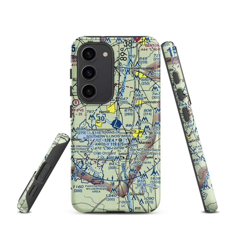Williamson County Regional Airport (MWA) VFR Sectional Samsung Phone Case Samsung Galaxy S23 model shown