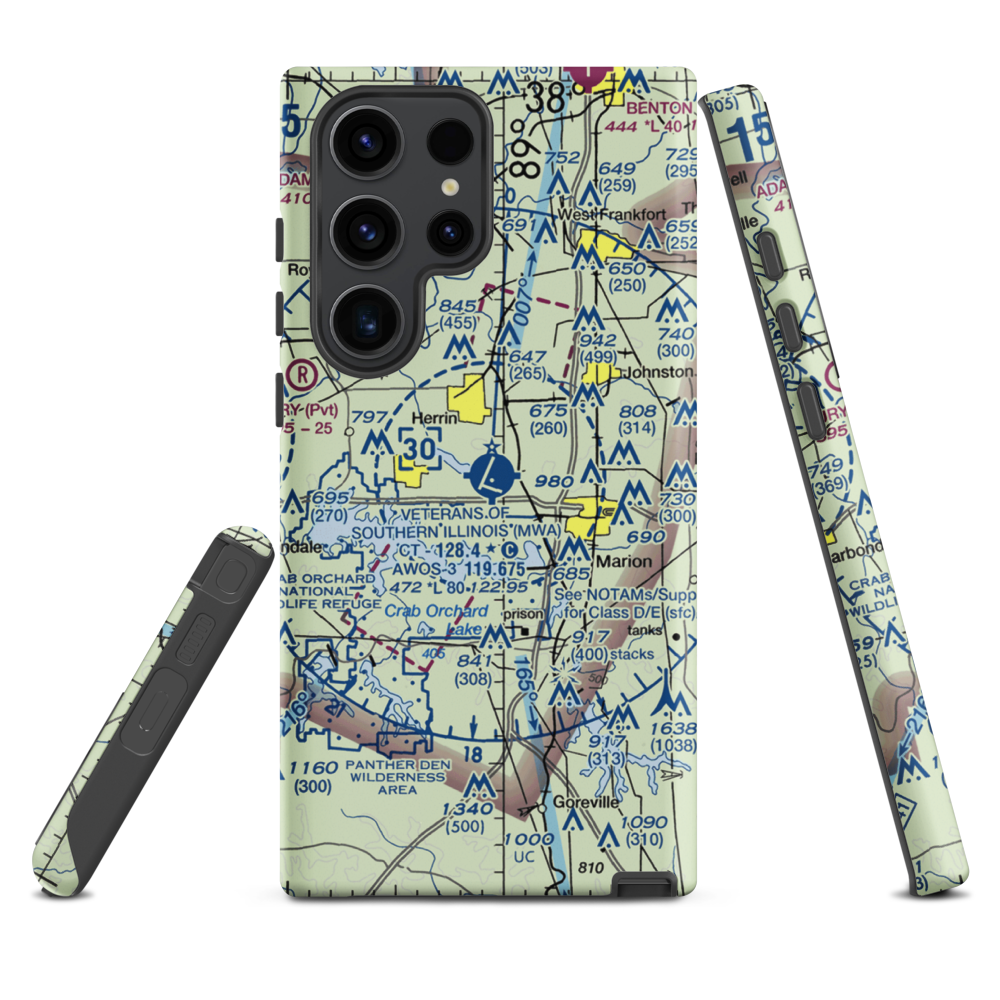 Williamson County Regional Airport (MWA) VFR Sectional Samsung Phone Case Samsung Galaxy S23 Ultra model shown