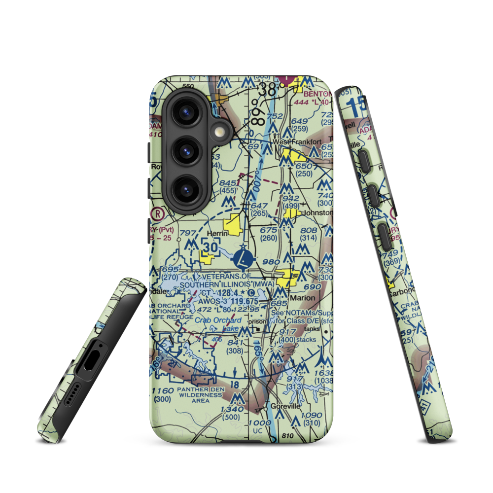 Williamson County Regional Airport (MWA) VFR Sectional Samsung Phone Case Samsung Galaxy S24 model shown