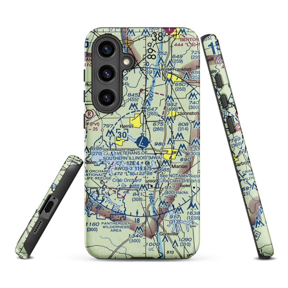 Williamson County Regional Airport (MWA) VFR Sectional Samsung Phone Case Samsung Galaxy S24 Plus model shown