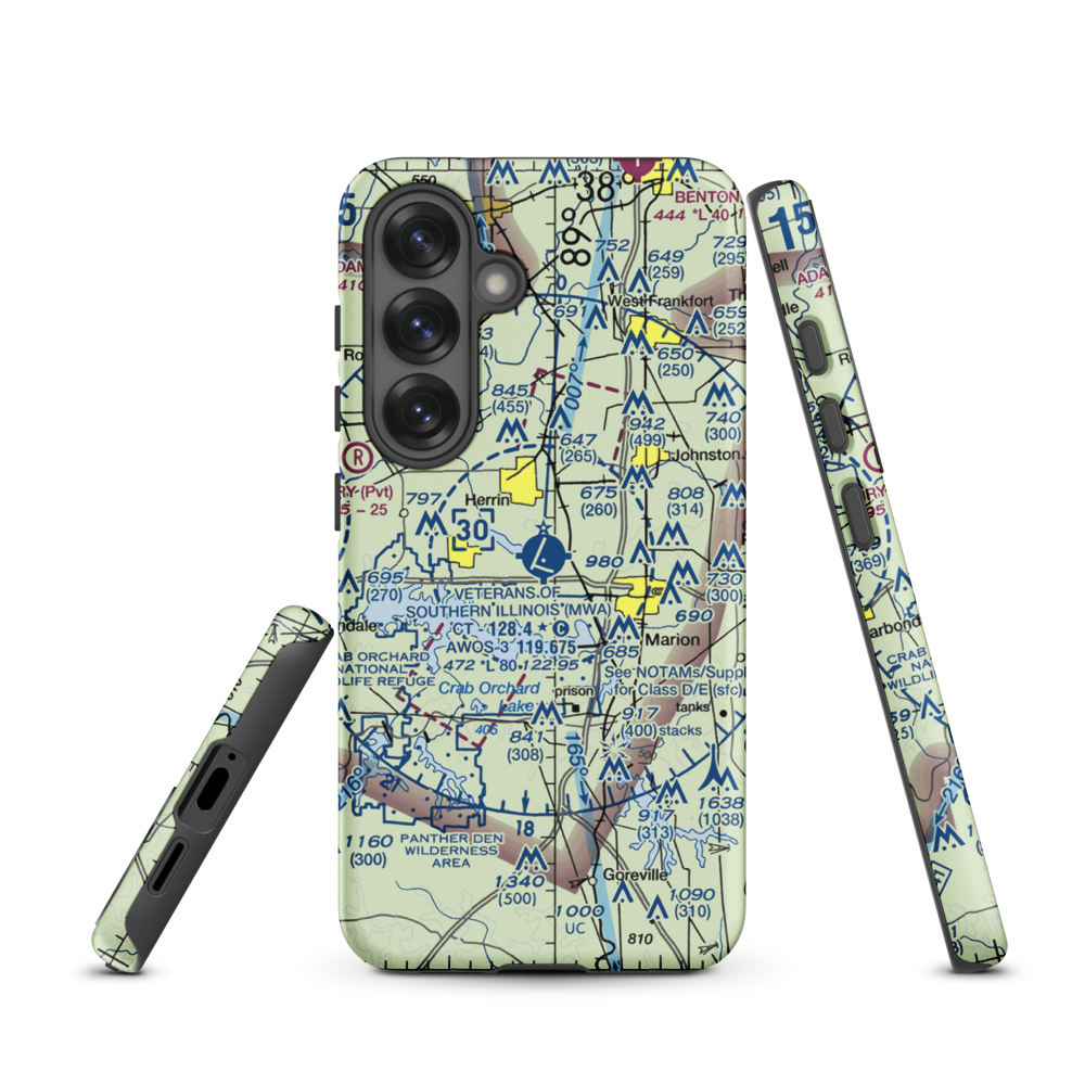 Williamson County Regional Airport (MWA) VFR Sectional Samsung Phone Case Samsung Galaxy S25 model shown