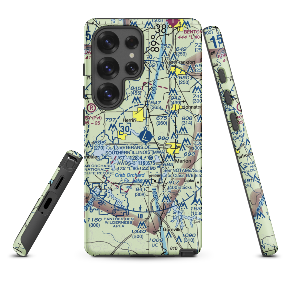 Williamson County Regional Airport (MWA) VFR Sectional Samsung Phone Case Samsung Galaxy S25 Ultra model shown