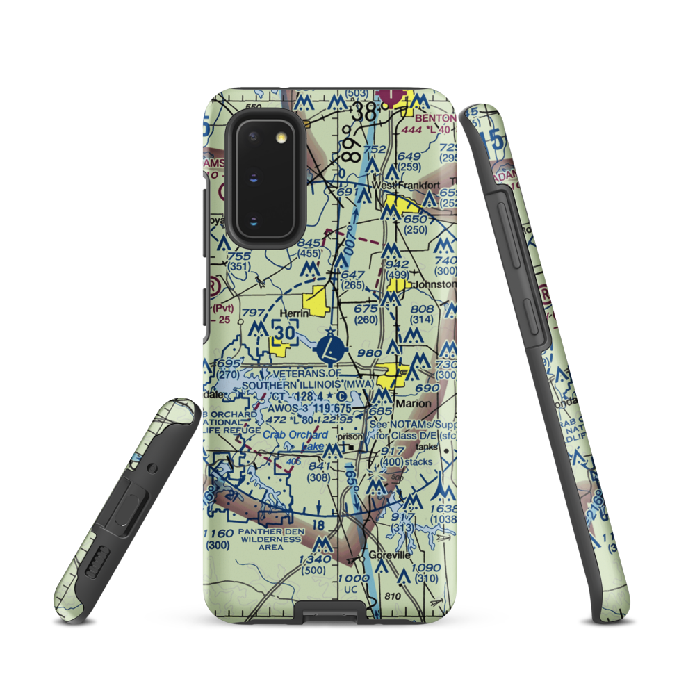Williamson County Regional Airport (MWA) VFR Sectional Samsung Phone Case Samsung Galaxy S20 model shown