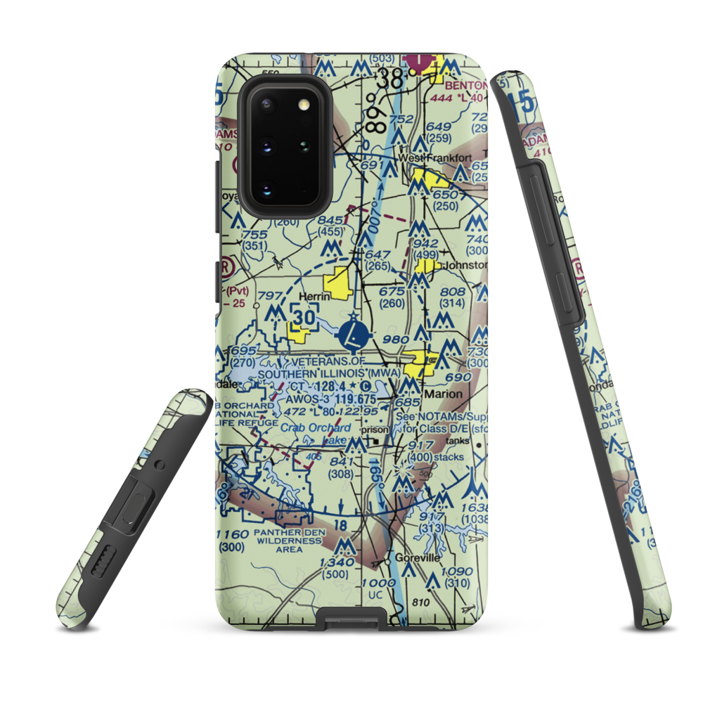 Williamson County Regional Airport (MWA) VFR Sectional Samsung Phone Case Samsung Galaxy S20 Plus model shown