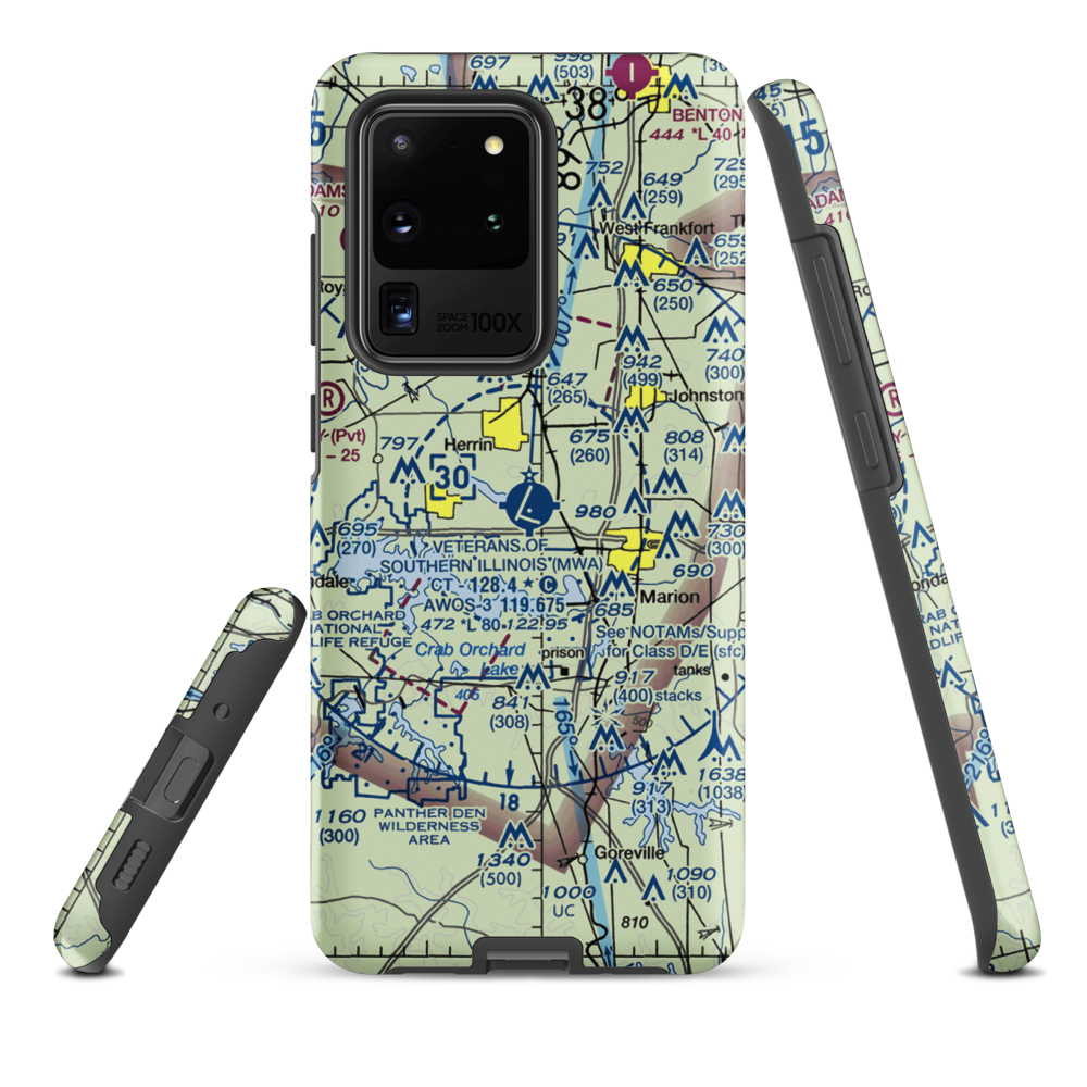 Williamson County Regional Airport (MWA) VFR Sectional Samsung Phone Case Samsung Galaxy S20 Ultra model shown