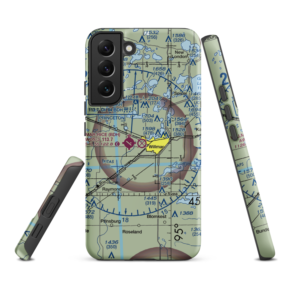 Willmar Municipal John L Rice Field (ILL) VFR Sectional Samsung Phone Case Samsung Galaxy S22 Plus model shown