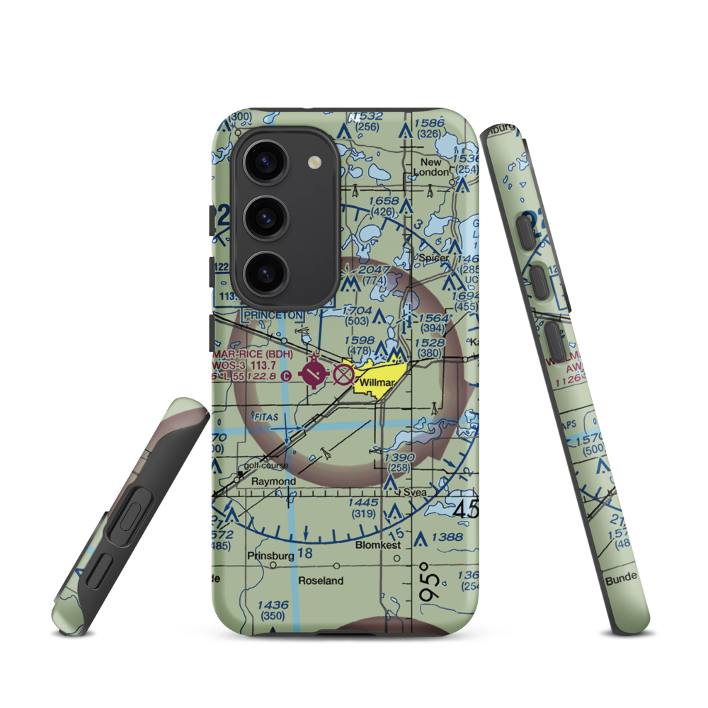 Willmar Municipal John L Rice Field (ILL) VFR Sectional Samsung Phone Case Samsung Galaxy S23 model shown