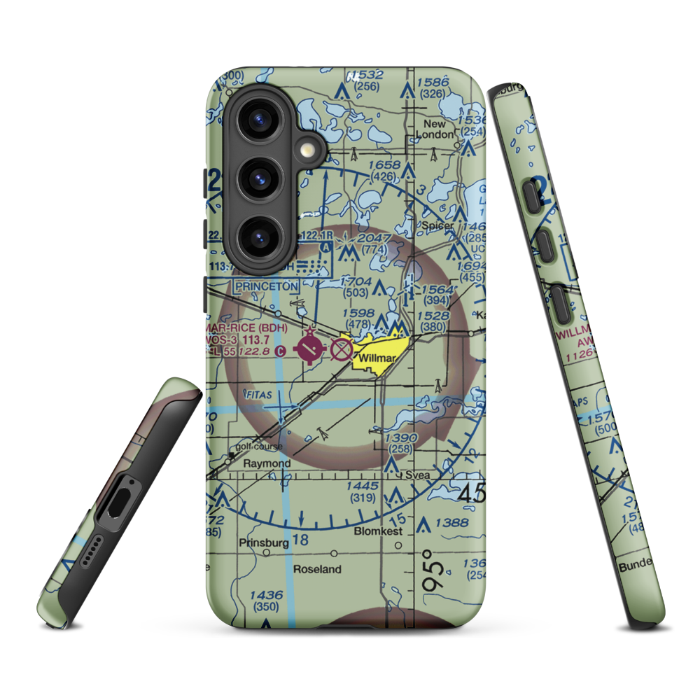 Willmar Municipal John L Rice Field (ILL) VFR Sectional Samsung Phone Case Samsung Galaxy S24 Plus model shown