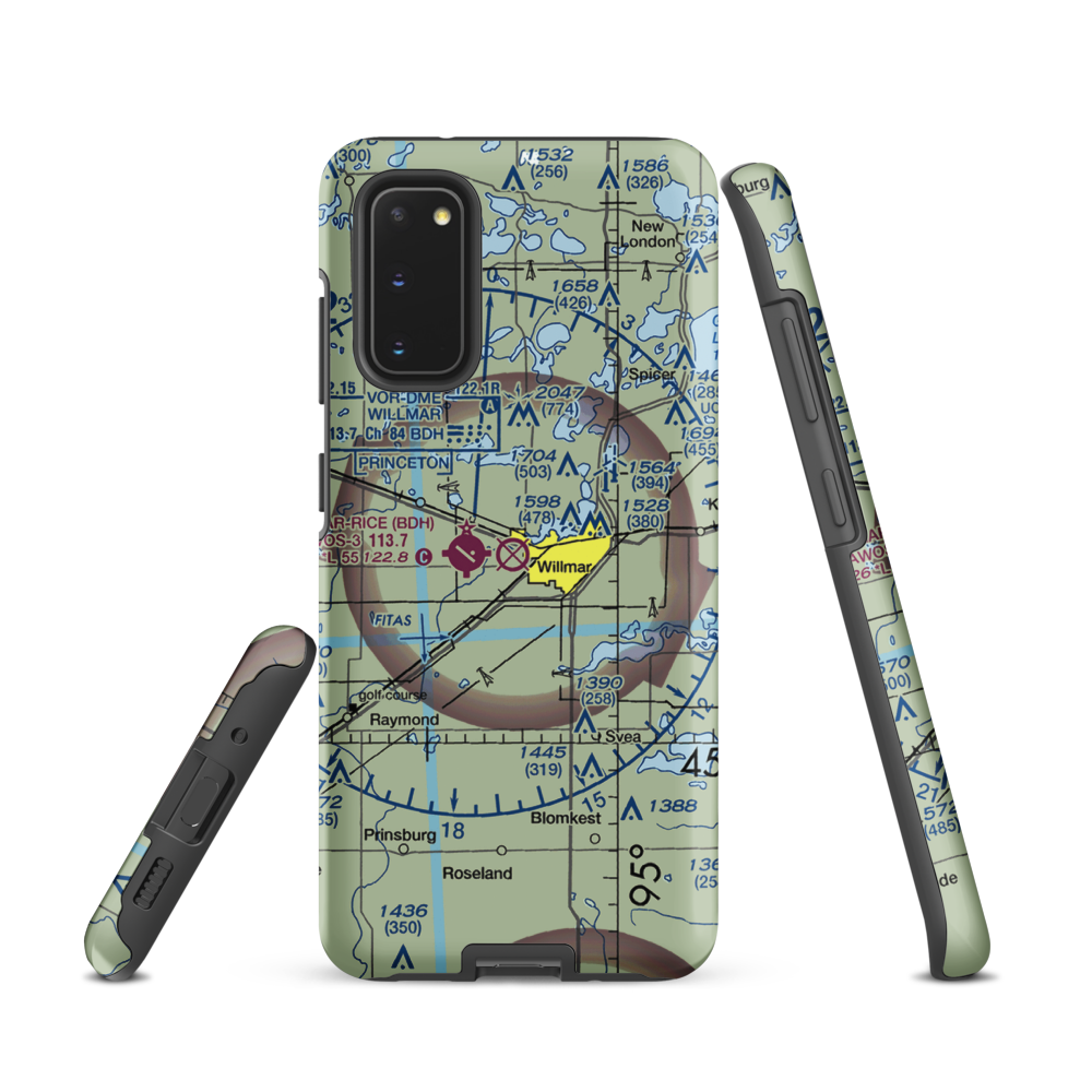 Willmar Municipal John L Rice Field (ILL) VFR Sectional Samsung Phone Case Samsung Galaxy S20 model shown
