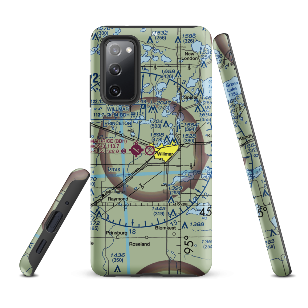 Willmar Municipal John L Rice Field (ILL) VFR Sectional Samsung Phone Case Samsung Galaxy S20 FE model shown