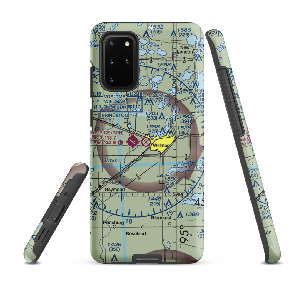 Willmar Municipal John L Rice Field (ILL) VFR Sectional Samsung Phone Case Samsung Galaxy S20 Plus model shown