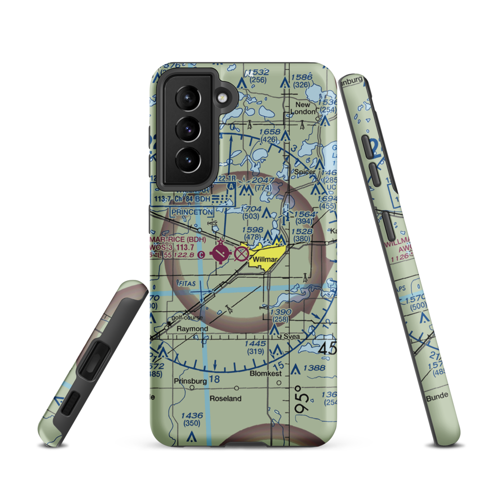 Willmar Municipal John L Rice Field (ILL) VFR Sectional Samsung Phone Case Samsung Galaxy S21 model shown